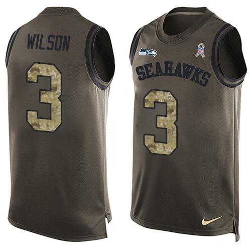 Nike Seahawks #3 Russell Wilson Green Men's Stitched NFL Limited Salute To Service Tank Top Jersey - Click Image to Close